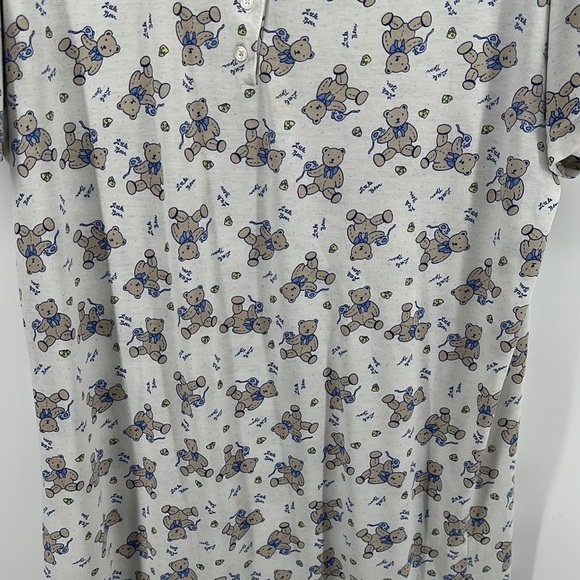 Laura Tyler VTGCozy Loungewear Bears Cottagecore Classic Gray/Blue NightGown SzL - Picture 3 of 12